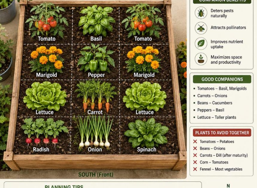 Small Raised Bed Companion Planting Diagram