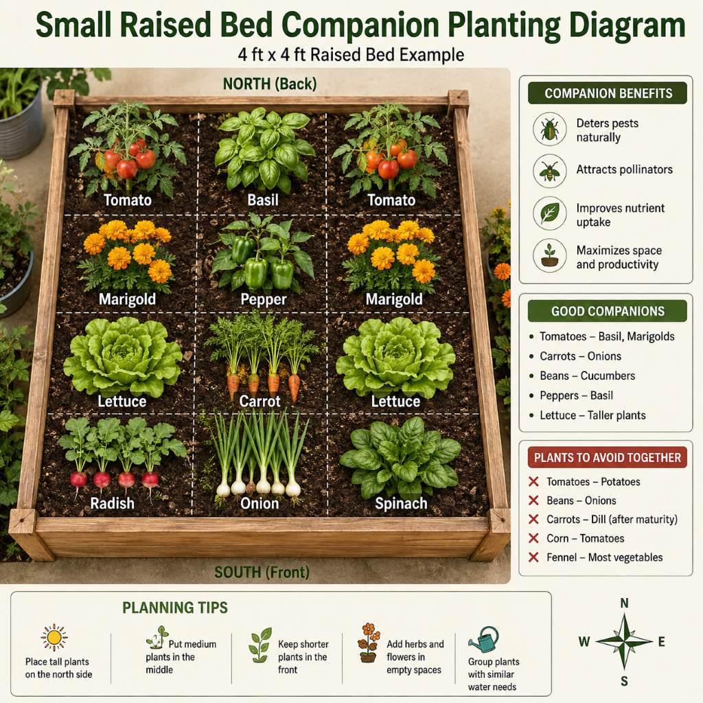 Small Raised Bed Companion Planting Diagram